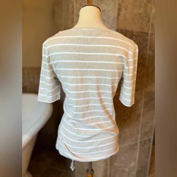Tommy Hilfiger ran and white classic striped stretchy short sleeve top small - Picture 2 of 4